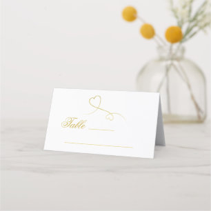 Carte De Placement Deux Coeurs Or Élégants   Mariage personnalisé
