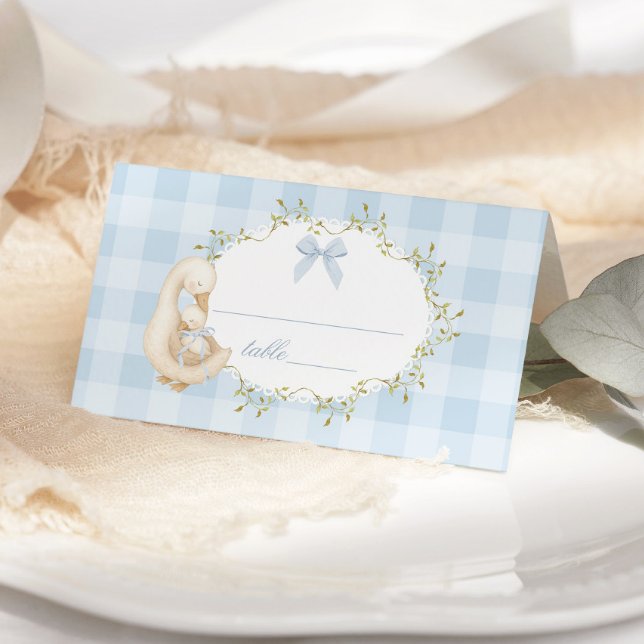 Carte De Placement Dinde Bleue Ruban Gingham Fantaisiste (Créateur téléchargé)