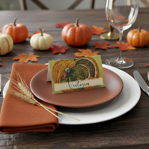 Carte De Placement dinde d'action de grâces vintage