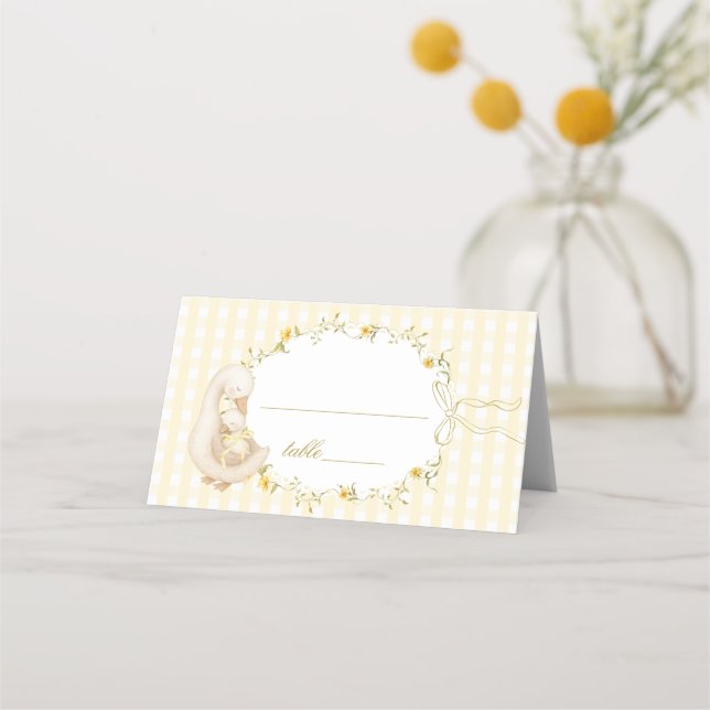 Carte De Placement Dindon Ridicule Gingham Jaune Genre Neutre (Devant)