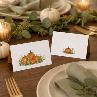 Carte De Placement Dîner aquarelle de citrouilles et de gourdes d'aut