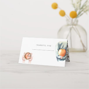 Carte De Placement Dîner de Thanksgiving à l'aquarelle rustique d'aut