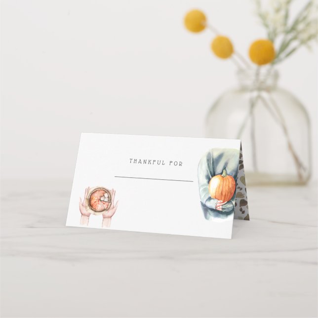 Carte De Placement Dîner de Thanksgiving à l'aquarelle rustique d'aut (Devant)
