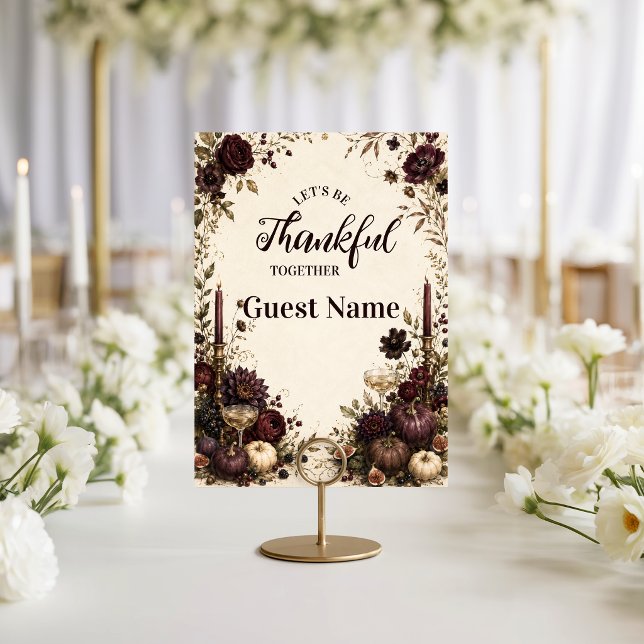 Carte De Placement Dîner de Thanksgiving aux chandelles d'ambiance (Créateur téléchargé)