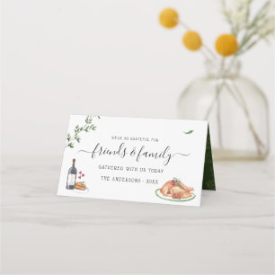 Carte De Placement Dîner Thanksgiving Russe Aquarelle Automne
