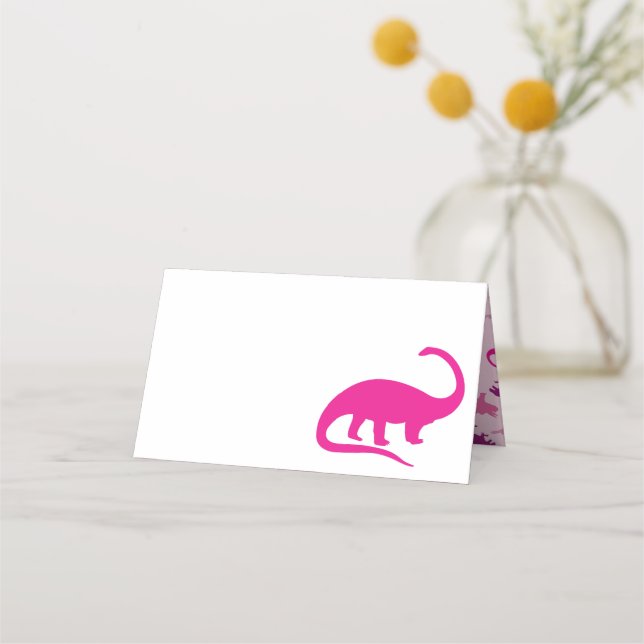 Carte De Placement Dinosaur Baby shower Dino Rose Girl (Devant)
