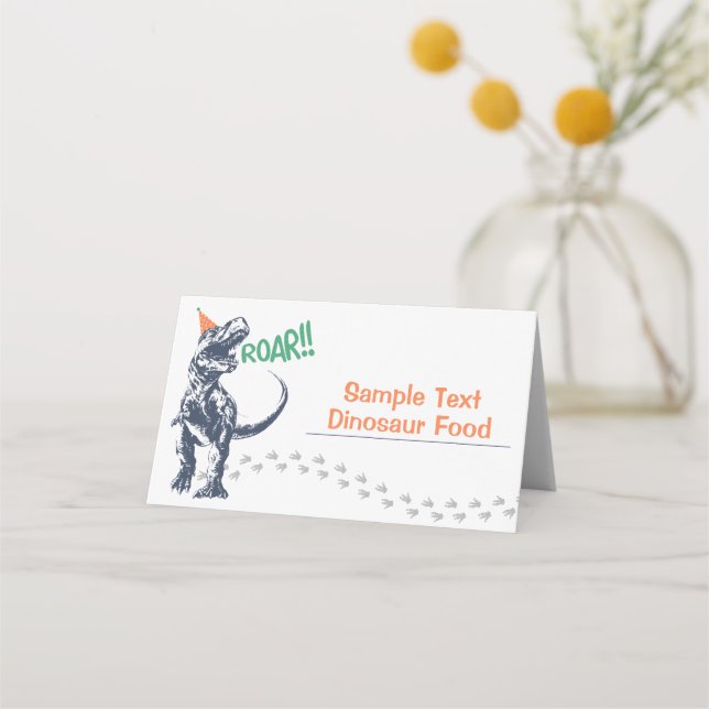 Carte De Placement Dinosaur T-Rex dans le Casquette du parti fête d'a (Devant)