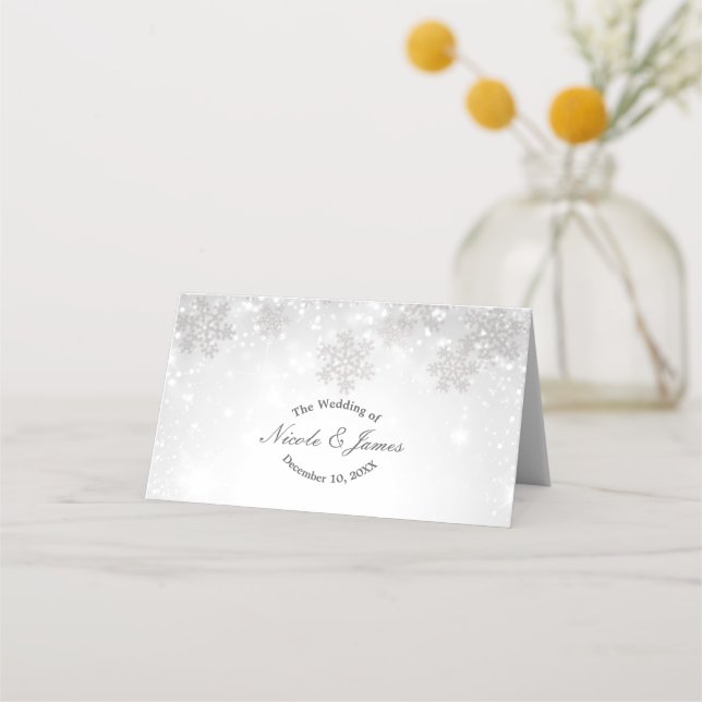 Carte De Placement Disposition des sièges de mariage d'hiver Flocons  (Devant)