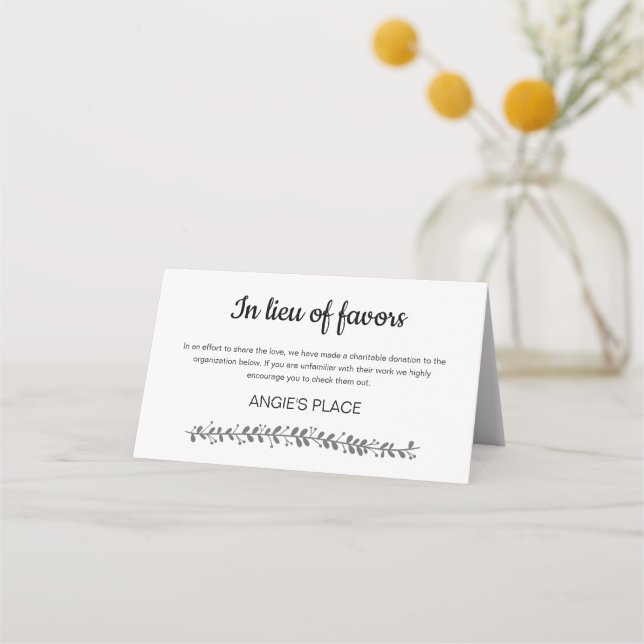 Carte De Placement Dons de bienfaisance avec Mariage du numéro de siè (Dos)