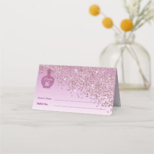 Carte De Placement Douce 16 Rosé Parfum Rose Or Paillettes Boutique