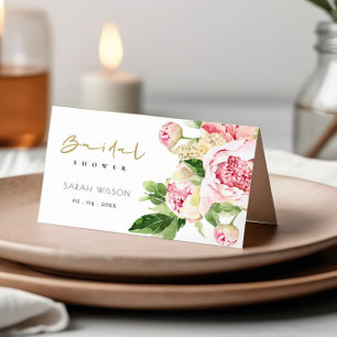 Carte De Placement Douce Mariage Floral Vert Blush Péonie