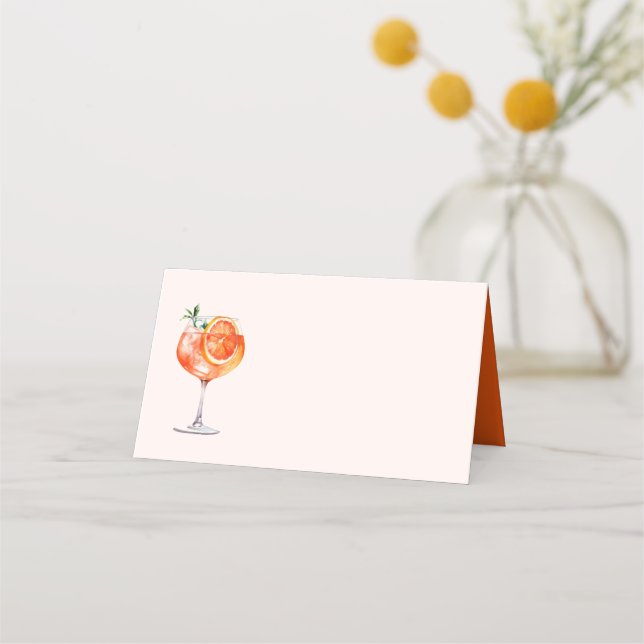 Carte De Placement Douce Soirée de Mariage au Cocktail Aquarelle (Devant)