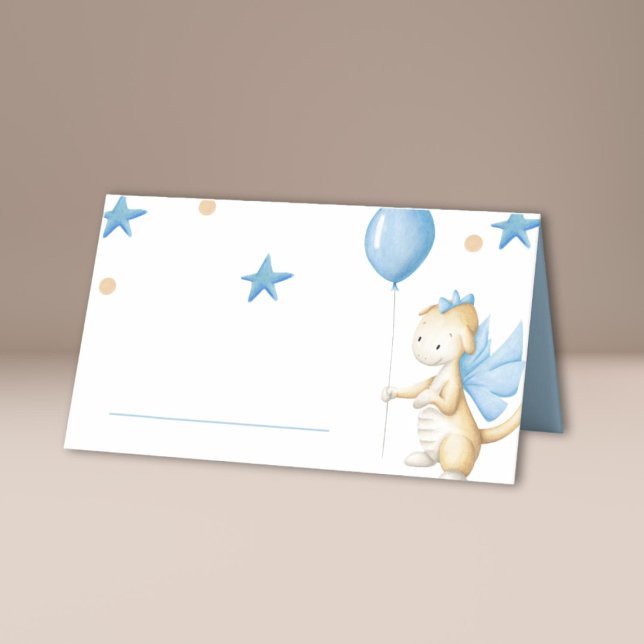 Carte De Placement Dragon avec ballon et Baby shower d'étoiles (Créateur téléchargé)