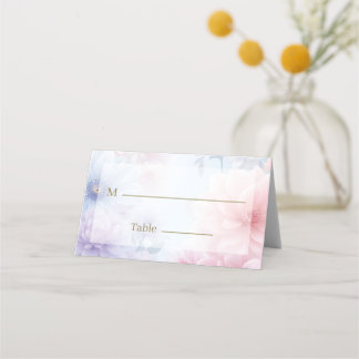 Carte De Placement Dreamy Pink Blue Watercolor Fantasy Floral Fine