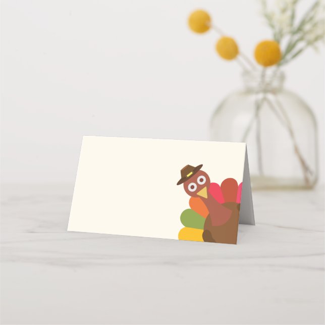 Carte De Placement Drôle | Peek-a-Boo Thanksgiving Turquie (Devant)