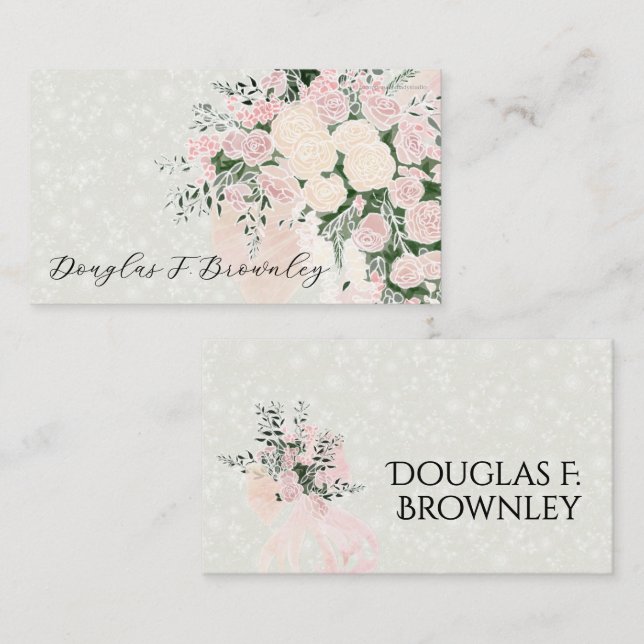 Carte de placement du bouquet de ruban rose et de  (Devant / Derrière)