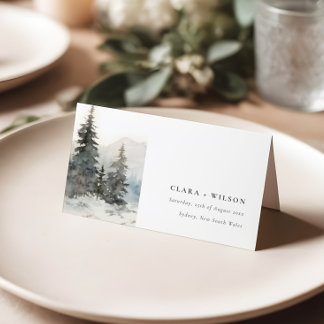 Carte De Placement Dusky Winter Snow Mountain Mariage paysage