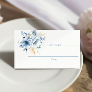Carte De Placement Dusty Blue Gold Floral Bloom Mariage