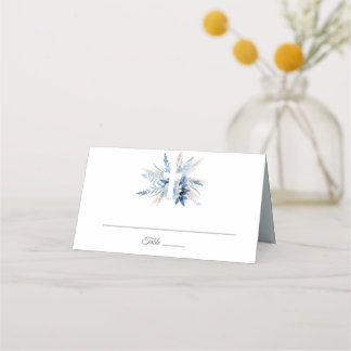 Carte De Placement Dusty blue pampas floral first holy communion