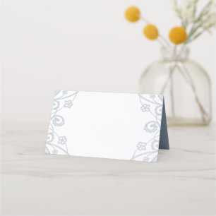 Carte De Placement Dusty Blue Silver Parties scintillant Floral dente