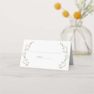 Carte De Placement Dusty Green Script White Peony Floral Mariage
