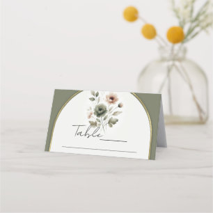 Carte De Placement Dusty Olive rose & or Aquarelle Mariage Floral