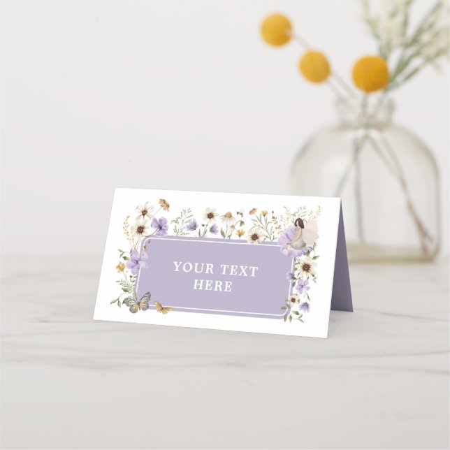 Carte De Placement Dusty Purple Fairy Fleur sauvage Anniversaire Étiq (Devant)