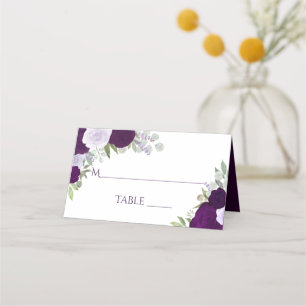 Carte De Placement Dusty Purple & Plum Roses Élégant mariage écriture