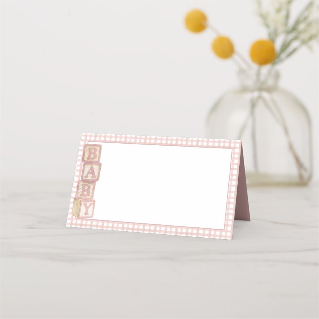 Carte De Placement Dusty Rose Baby Blocks Blank Food Labels &  (Devant)