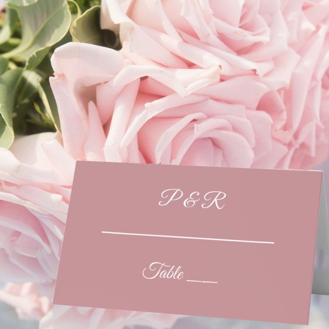 Carte De Placement Dusty Rose Simple Stylisé Mariage de script (In Situ Wedding)