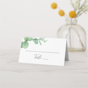 Carte De Placement Eau-couleur eucalyptus. Elégant mariage de verdure