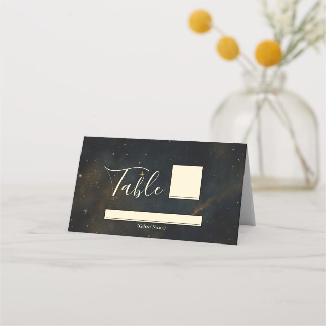 Carte De Placement Éclipse de poussière d'étoile dorée Mariage célest (Devant)