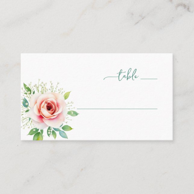 Carte De Placement Élégance Florale au Teint Rosé Sérénité (Devant)