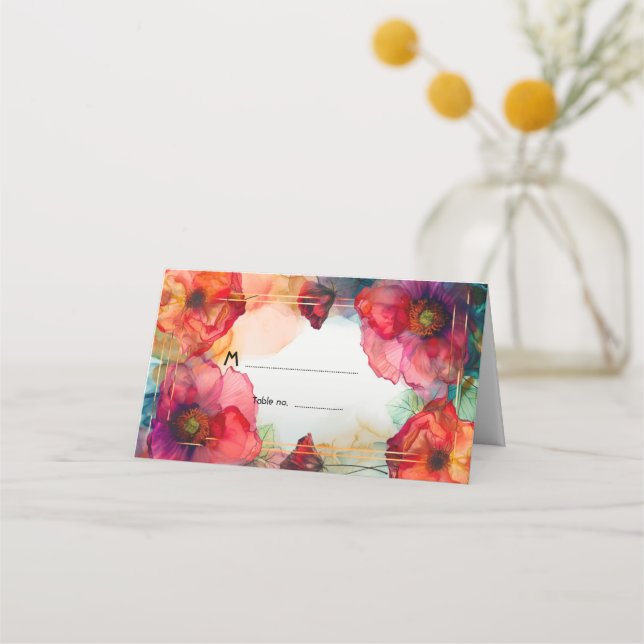 Carte De Placement Élégance pétale écarlate (Devant)