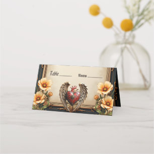 Carte De Placement Elégance vintage : une horloge et un coeur élégant