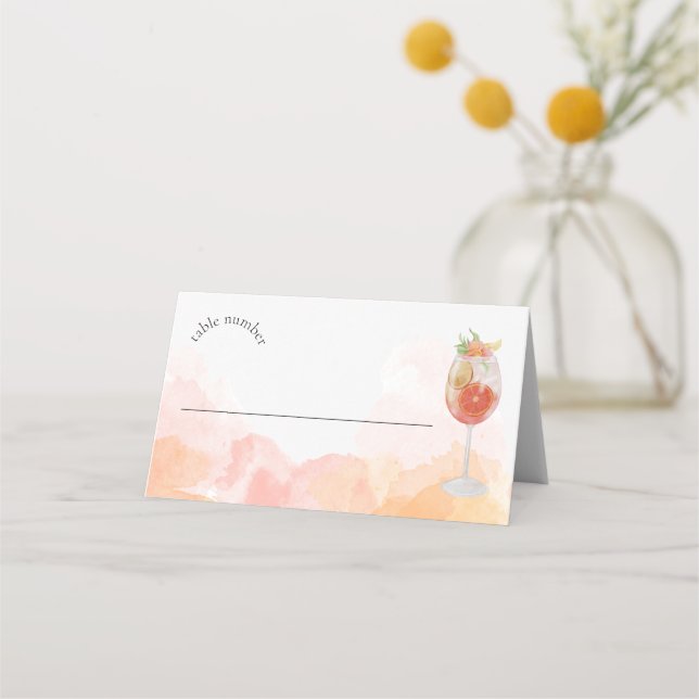 Carte De Placement Élégant Aperol Spritz Aquarelle Enterrement de Vie (Devant)