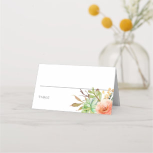 Carte De Placement Elégant Aquarelle Mariage Succulent