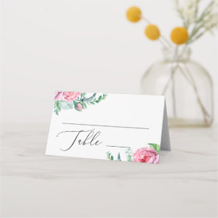 Carte De Placement Élégant aquarelle rose boho floral mariage jardin