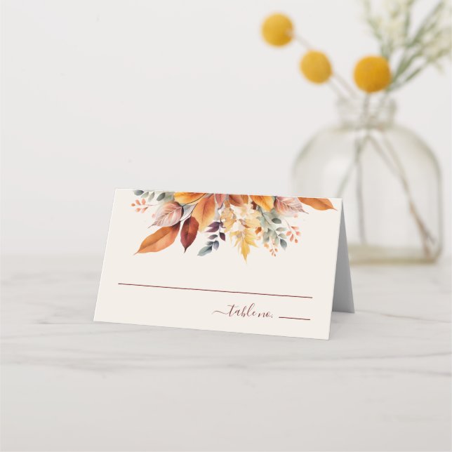 Carte De Placement Élégant automne Feuilles Mariage automne (Devant)