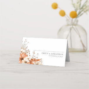 Carte De Placement Élégant automne Floral Bouquet Noms Date Mariage
