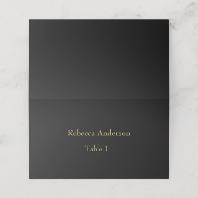 Carte De Placement Elegant Black & Gold Place card (Extérieur déplié)