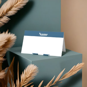 Carte De Placement Elégant bleu & blanc Mariage Place Card minimalist