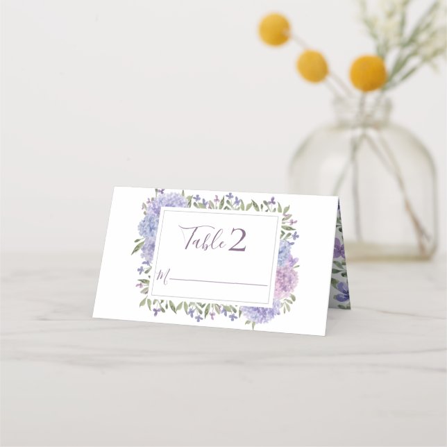 Carte De Placement Elégant bleu Dusty & couleur d'eau Lilac Floral (Devant)