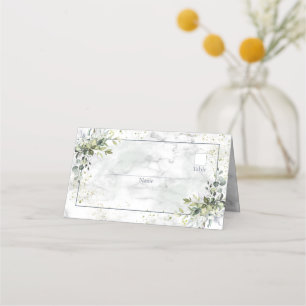 Carte De Placement Elégant bleu Dusty Eucalyptus Marbre vert