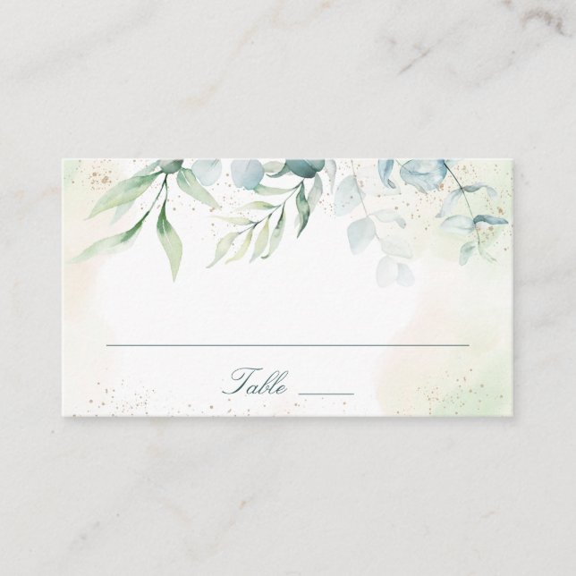 Carte De Placement Elégant bleu vert Eucalyptus Mariage de verdure (Devant)
