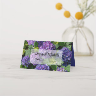 Carte De Placement Elégant bleu violet magenta vert hydrangée florale