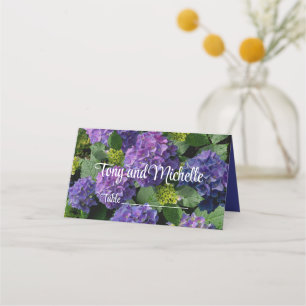 Carte De Placement Elégant bleu violet magenta vert hydrangée florale