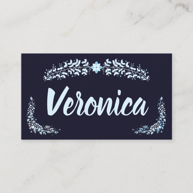 Carte De Placement Elegant Blue Christmas (Devant)