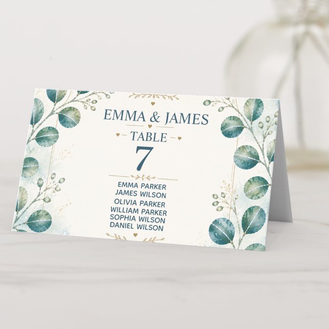 Carte De Placement Elegant Blue Eucalyptus  (Créateur téléchargé)