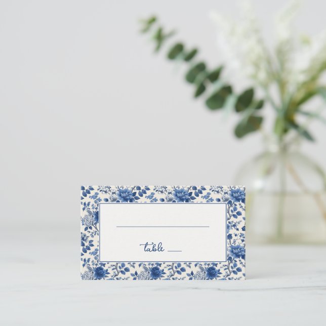 Carte De Placement Elegant Blue Floral (Debout devant)